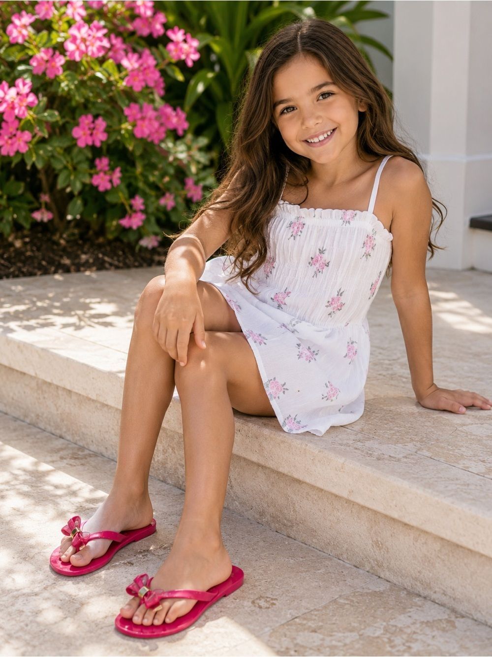 Melissa Hot Pink Bow Jelly Flip Flops Girls Size 13 US / EU 31
